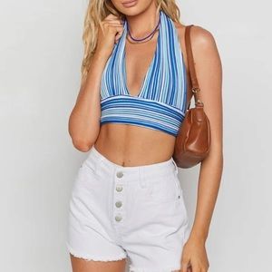 Women’s Halter Backless Knitted Crop Top
